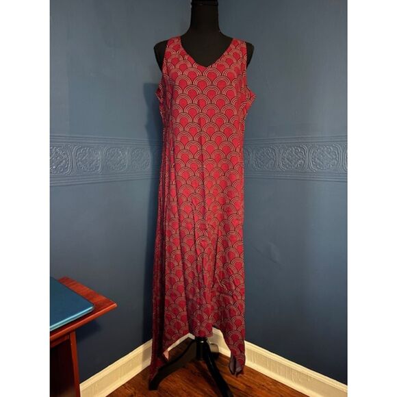 La Mer Luxe Sleeveless Cora Midi Dress in Cannea Crimson Black Color Sz M - Picture 1 of 2
